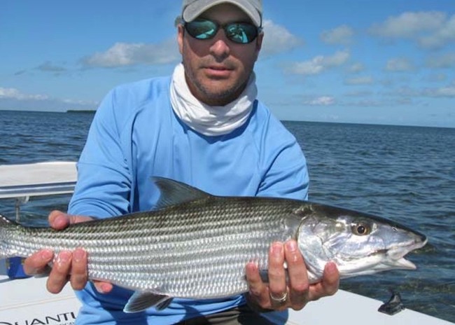 Jimmy showing his bonefish in Cozumel.