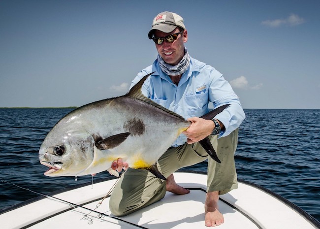 Jack showing his catch during the Cozumel fly fishing tour.